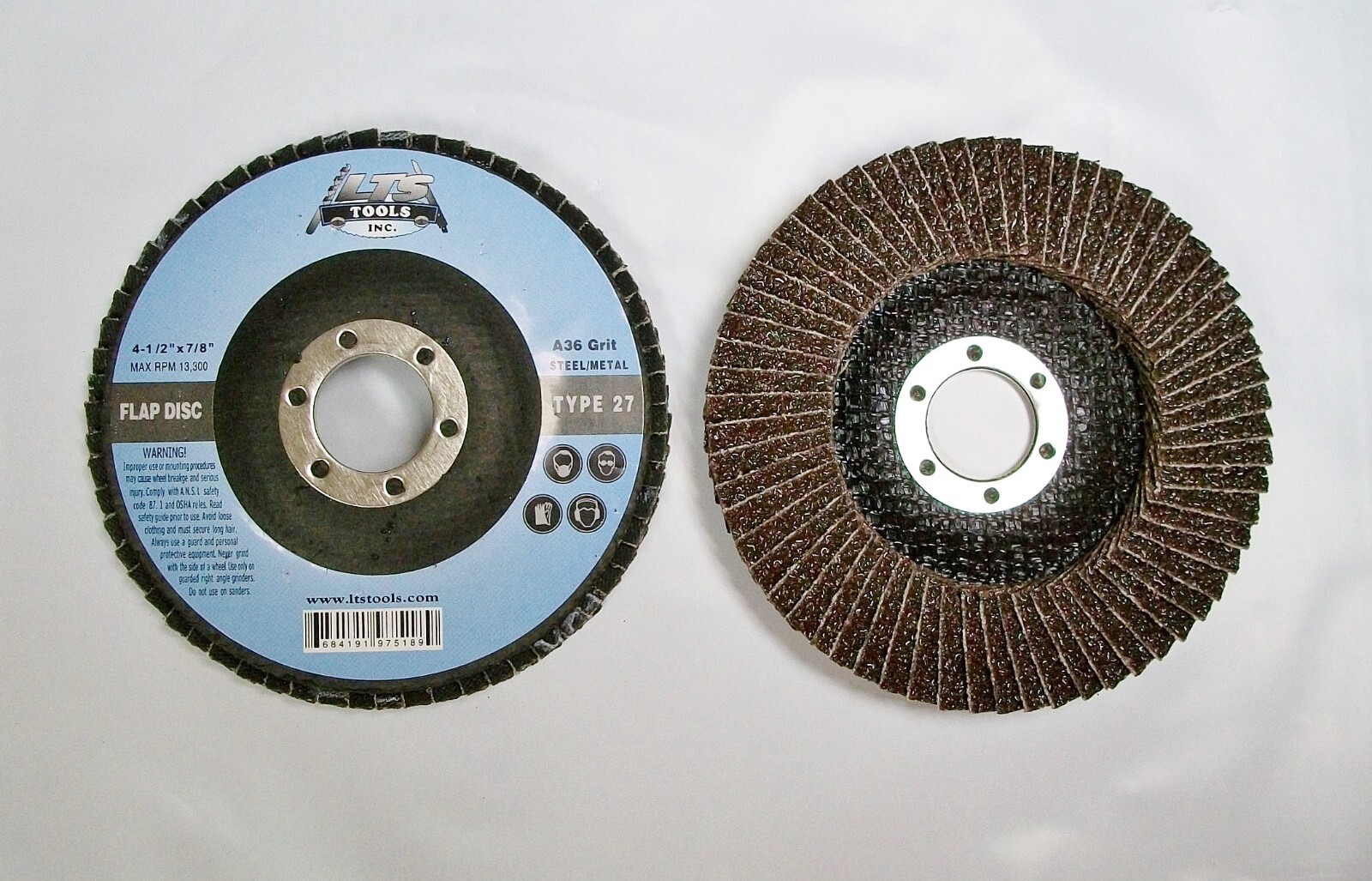 4-1/2″ x 7/8″ Flap Disc 36 Grit Type 27 AO Professional Grade 50 Discs
