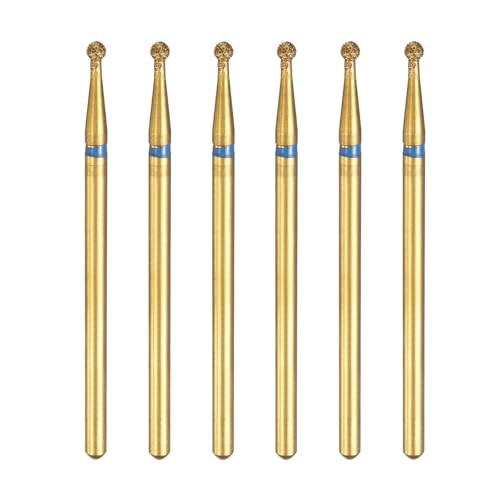 6pcs 120-140 Grits Diamond Grinding Bit Ball Head 2.35mm Shank Length 2mm Blue