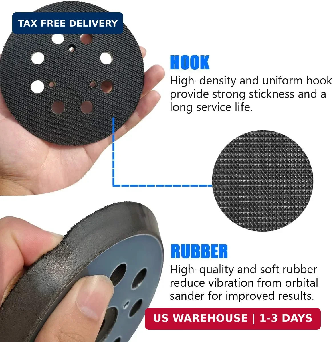 5 inch 8 Hole Hook and Loop Replacement Sander Pad for DeWalt DW420, DW421, Dw42