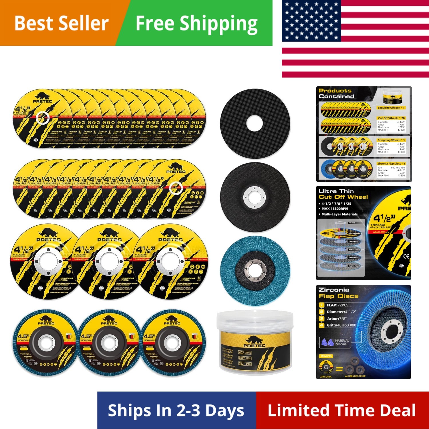 26 Packs Angle Grinder Cutting Flap Grinding Disc Wheel 4 1/2in Inches – 20 P…