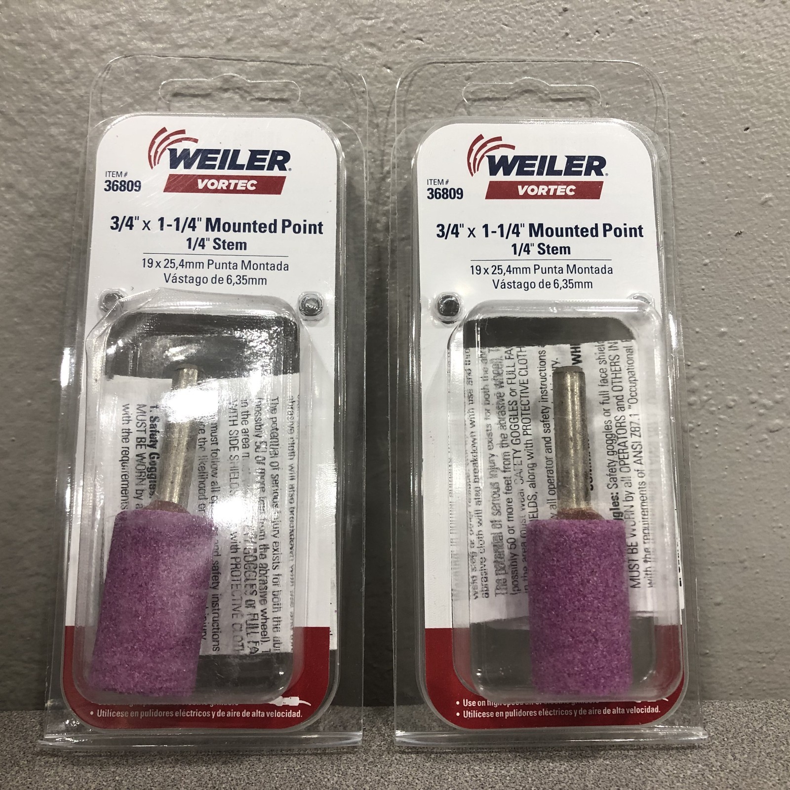 Weiler Vortec 36809 1-1/4″D X 0.25″L Aluminum Oxide Stem Mounted Point Cylinder