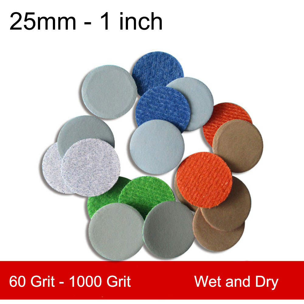 1″ Hook and Loop Sanding Disc 25mm Orbital Sandpaper Pads 60-1000 Grit Wet & Dry