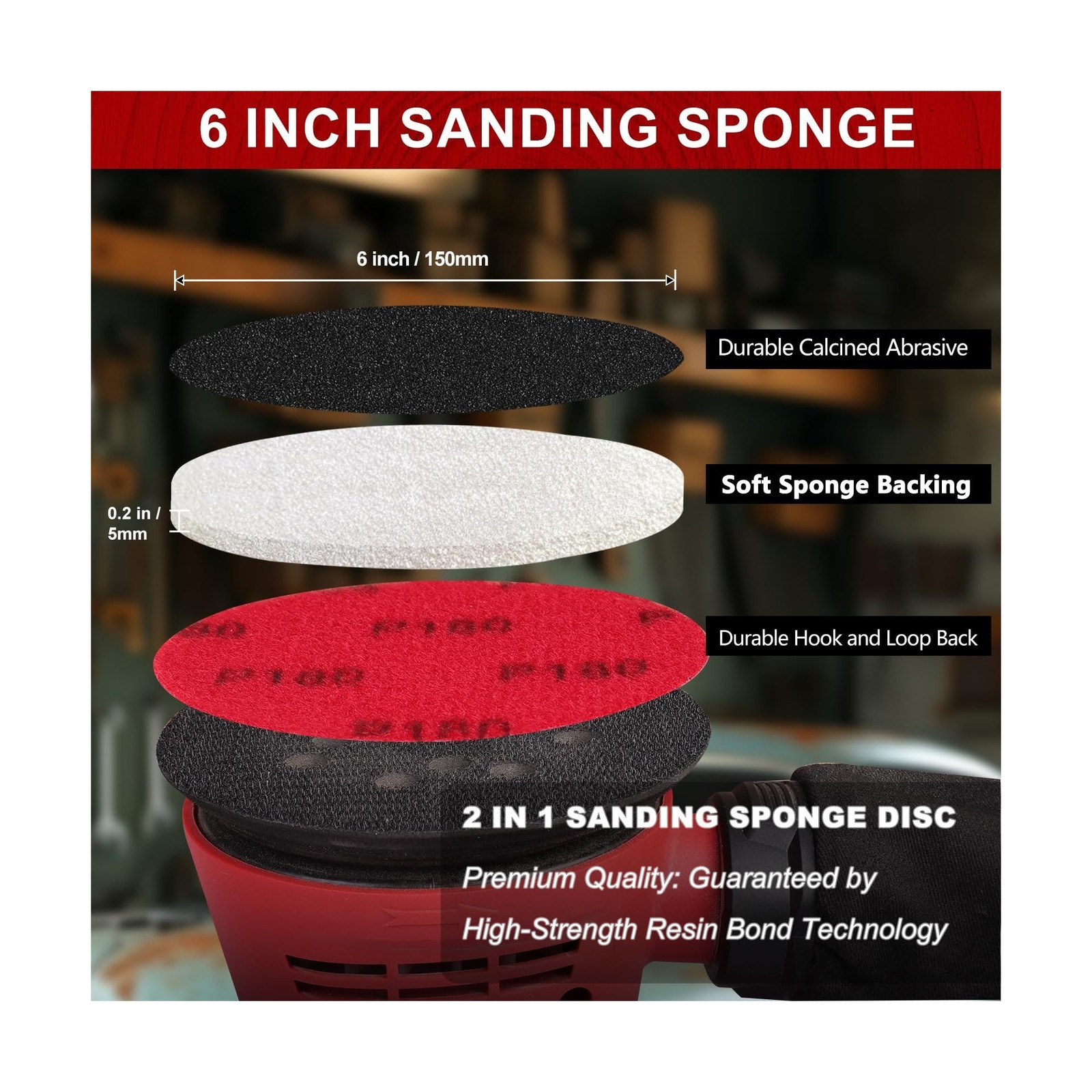 12Pcs 6 Inch Hook and Loop Sanding Sponge Discs 180-3000 Grit Wet Dry Sanding…