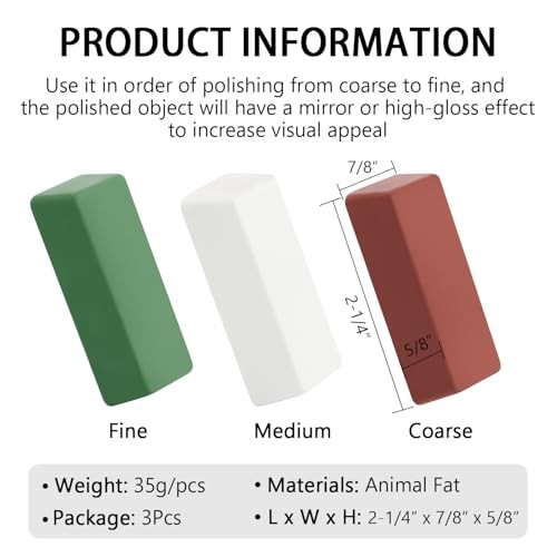 Mini Buffing Polishing Cutting 4 Oz. – Green Fine/White Medium/Red Coarse 3