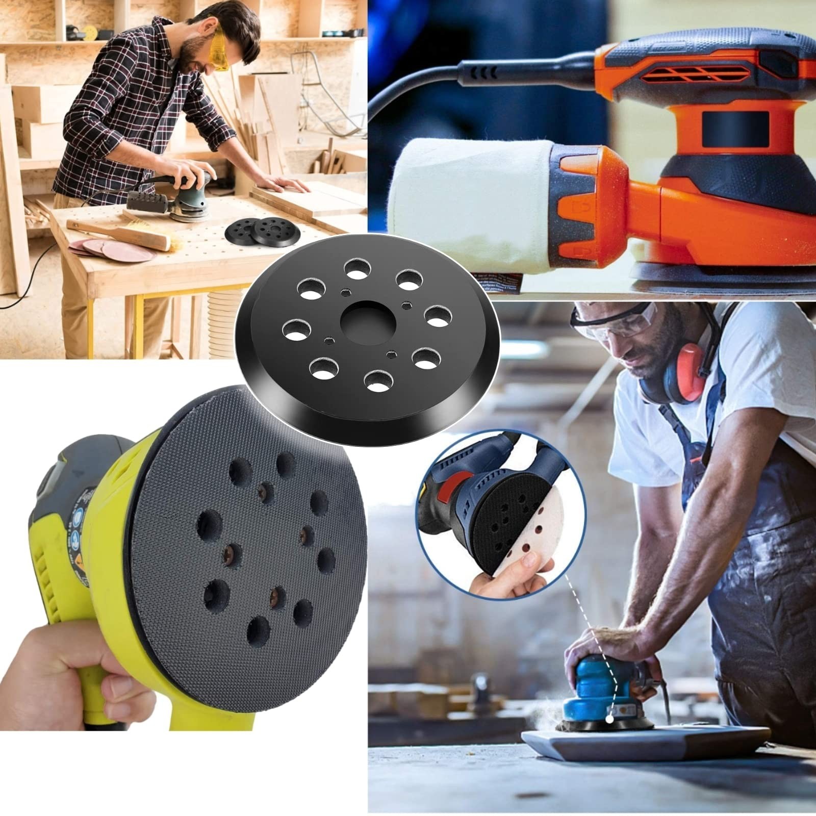 2 Pack 5″ 8 Hole Sander Pads – Hook & Loop Replacement for Random Orbital Sander