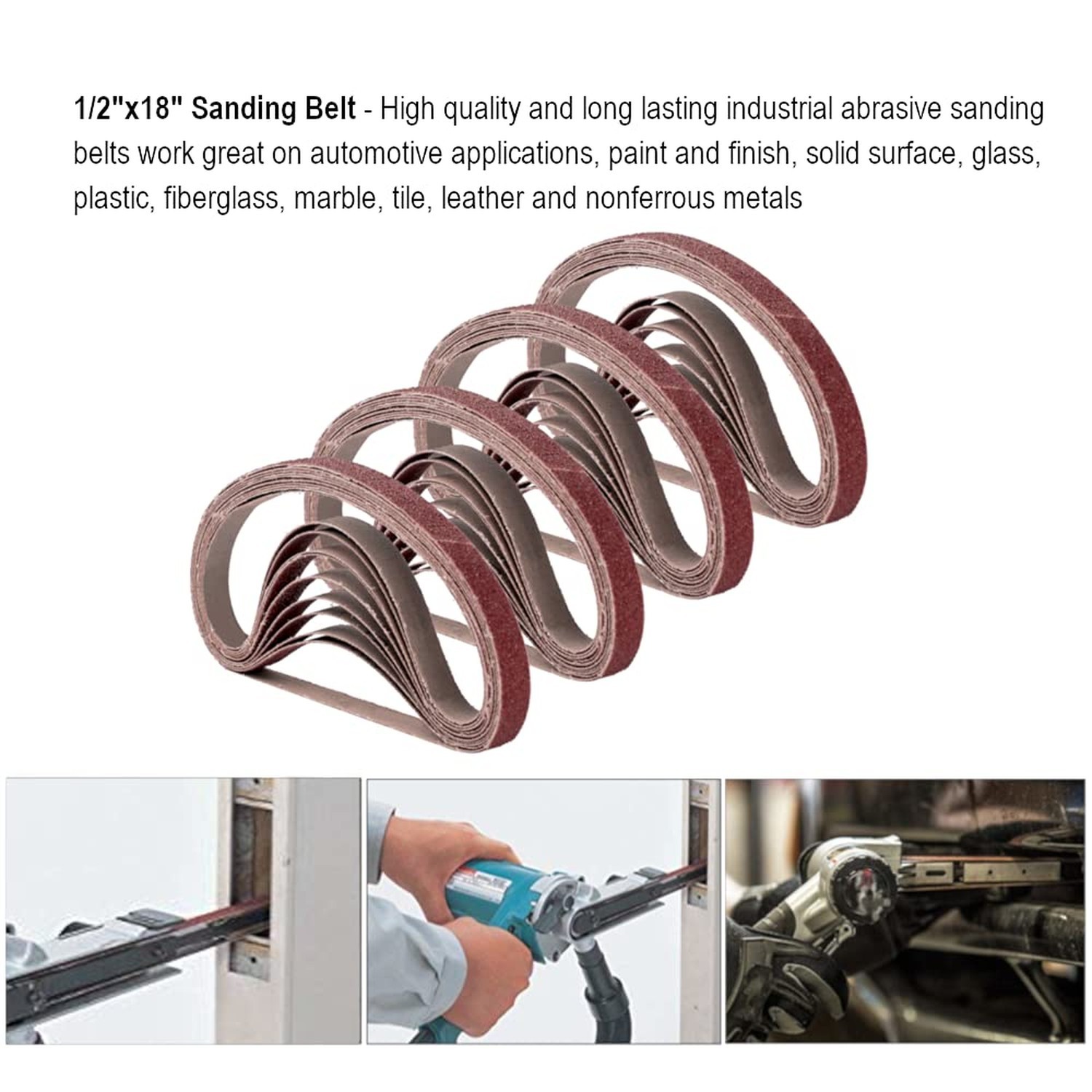 1/2 Inch x 18 Inch Sanding Belts, 4 Each of 60/80/120/180/240 Grits, Belt San…