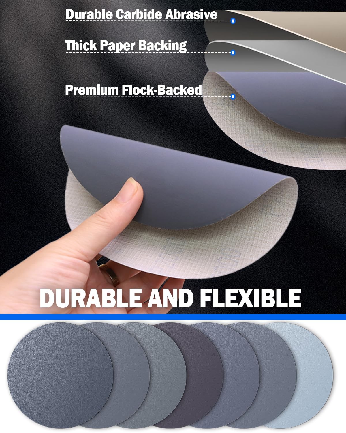 70Pcs 6 Inch Wet Dry Sanding Paper Discs Hook and Loop, 5000 3000 2000 1000 800