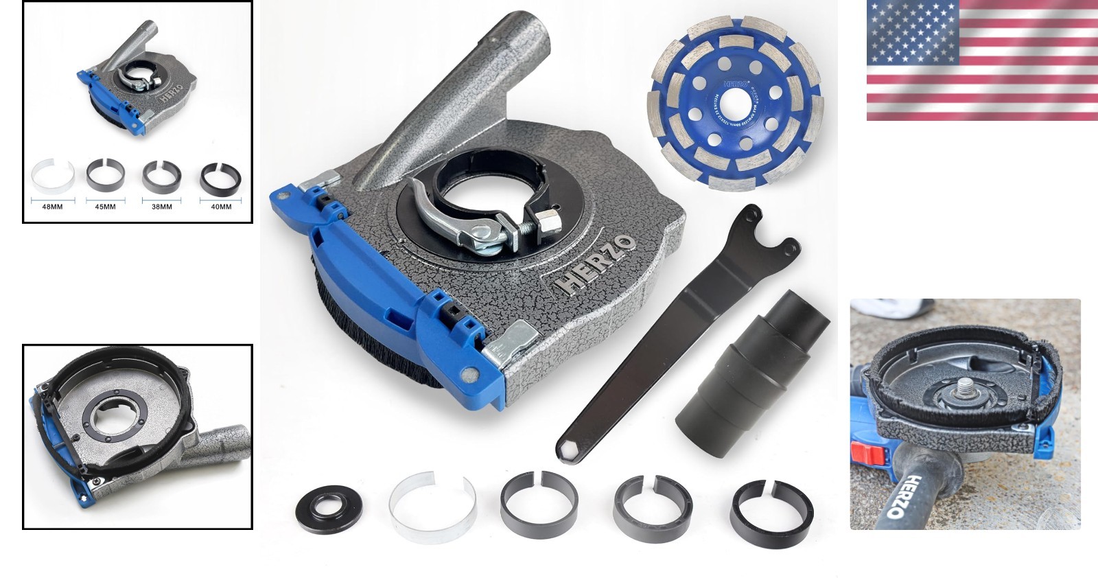 Aluminum Dust Shroud for 4.5 & 5 Inch Angle Grinder, Includes Diamond Cup Wheel