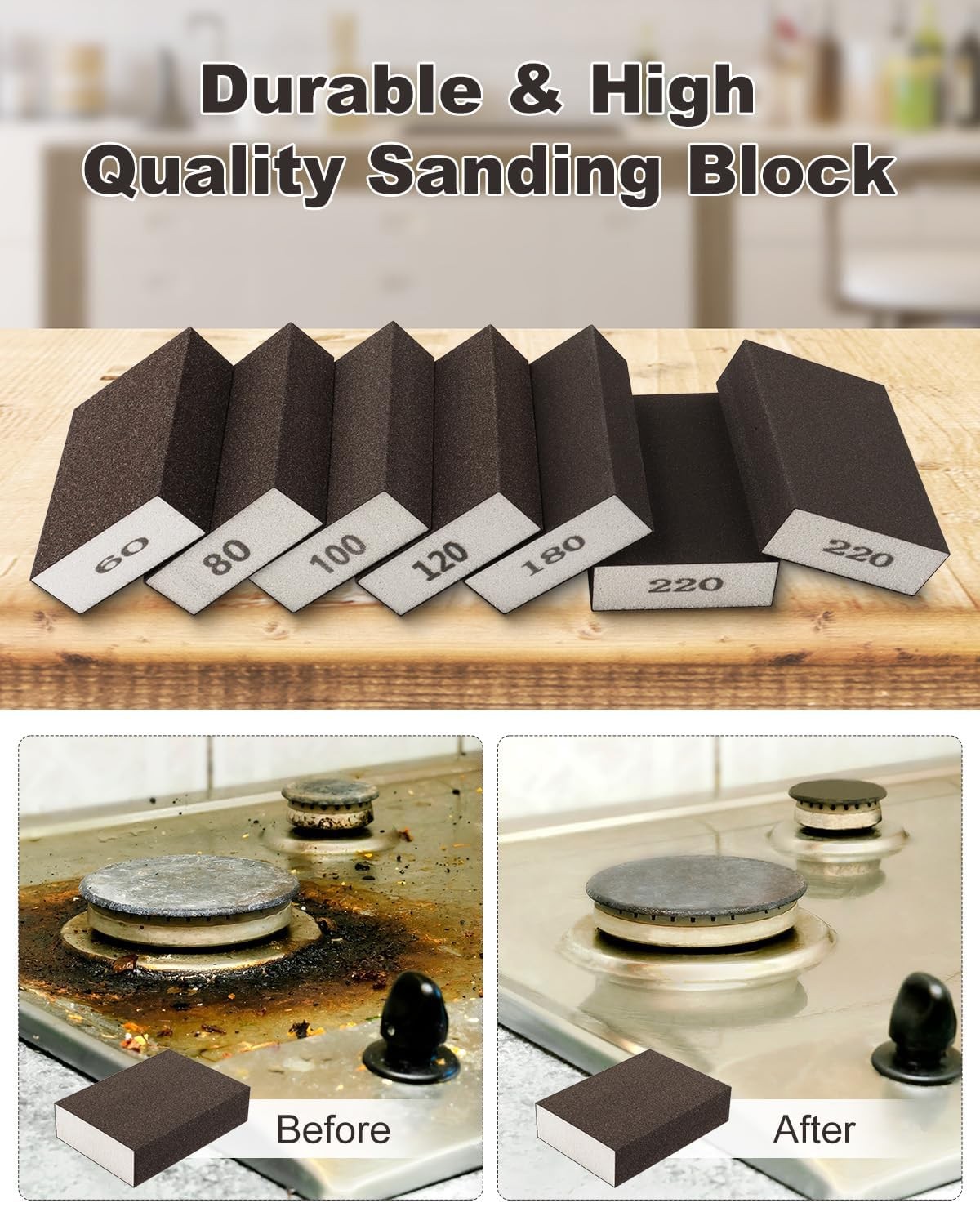 60 Pack Sanding Blocks, Washable and Reusable Sanding Sponge Fine Coarse for …
