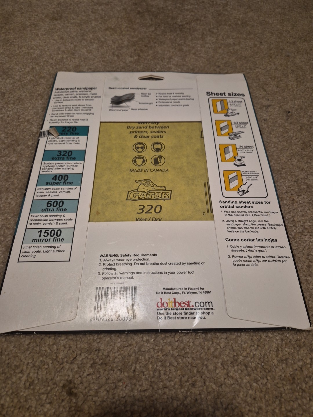 Sandpaper20Shts~Block~Waterproof 9 In. x 11 In. 320, 400,220 and 60grit Reg.