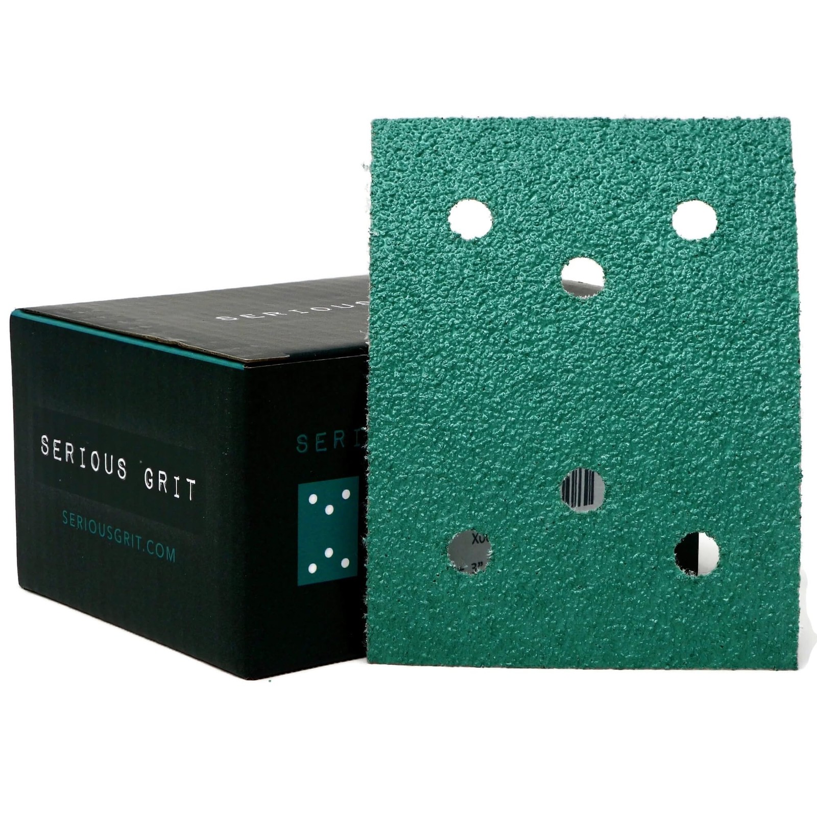 Serious Grit – 3″ x 4″ 6-Hole 40 Sanding Sheets – Fits 40 Grit, Green