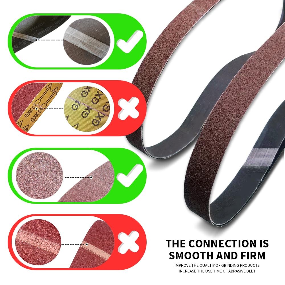 48 Pcs 3/8 X 13 Inch Sanding Belts, Aluminum Oxide Abrasive File Belts for 3/8 I