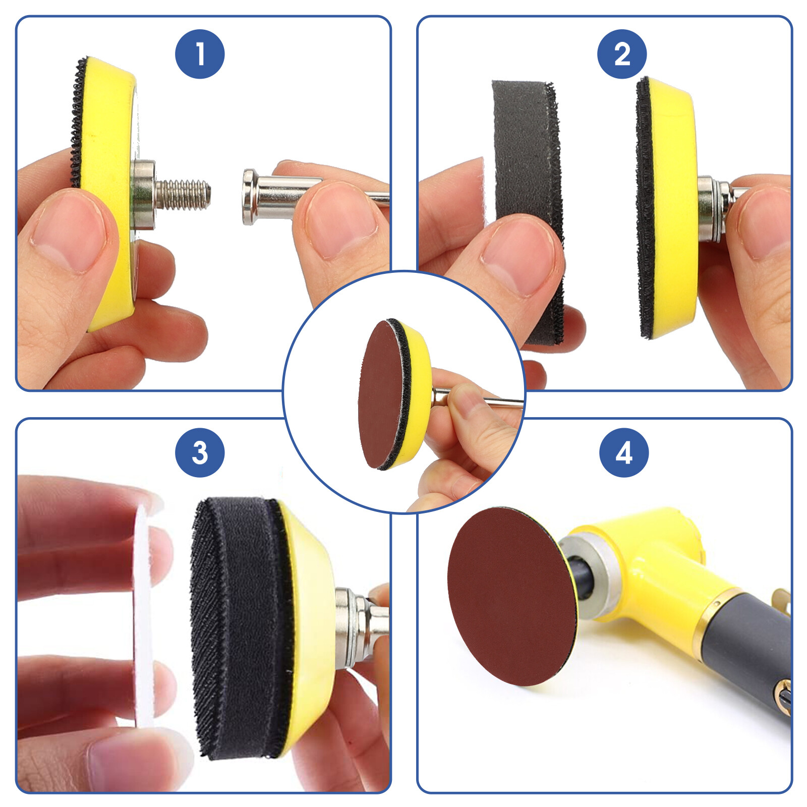 100-303Pcs 2″ Sanding Disc Hook Loop Sander Paper Backer Pad + Drill Adapter Kit