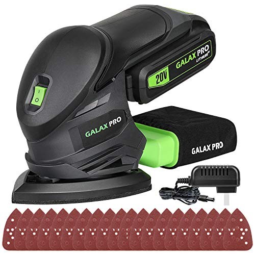 20V 1.3Ah Battery, 20 Pcs Sandpapers | 12000 RPM Cordless Detail Sander