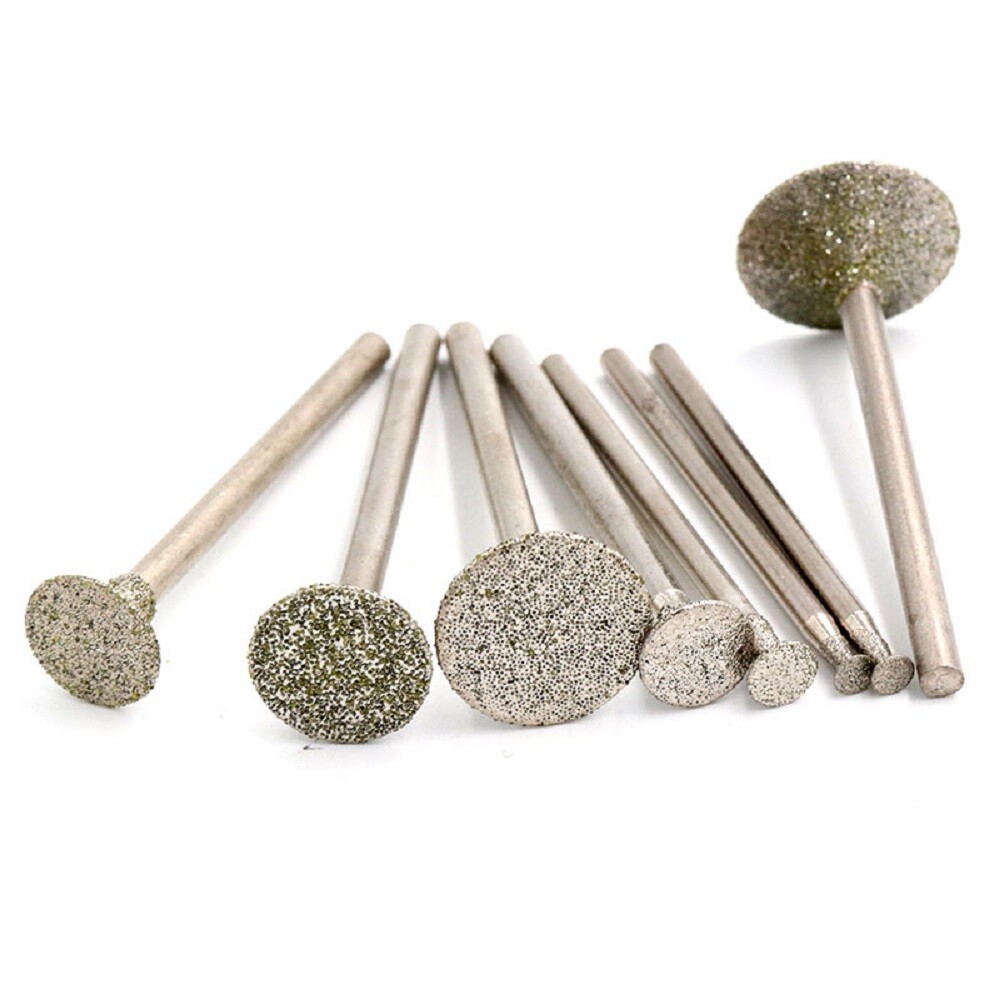 0.8mm-12mm Diamond Burr Concave Grinding Head Bit 2.35mm Shank For Rotary Tool