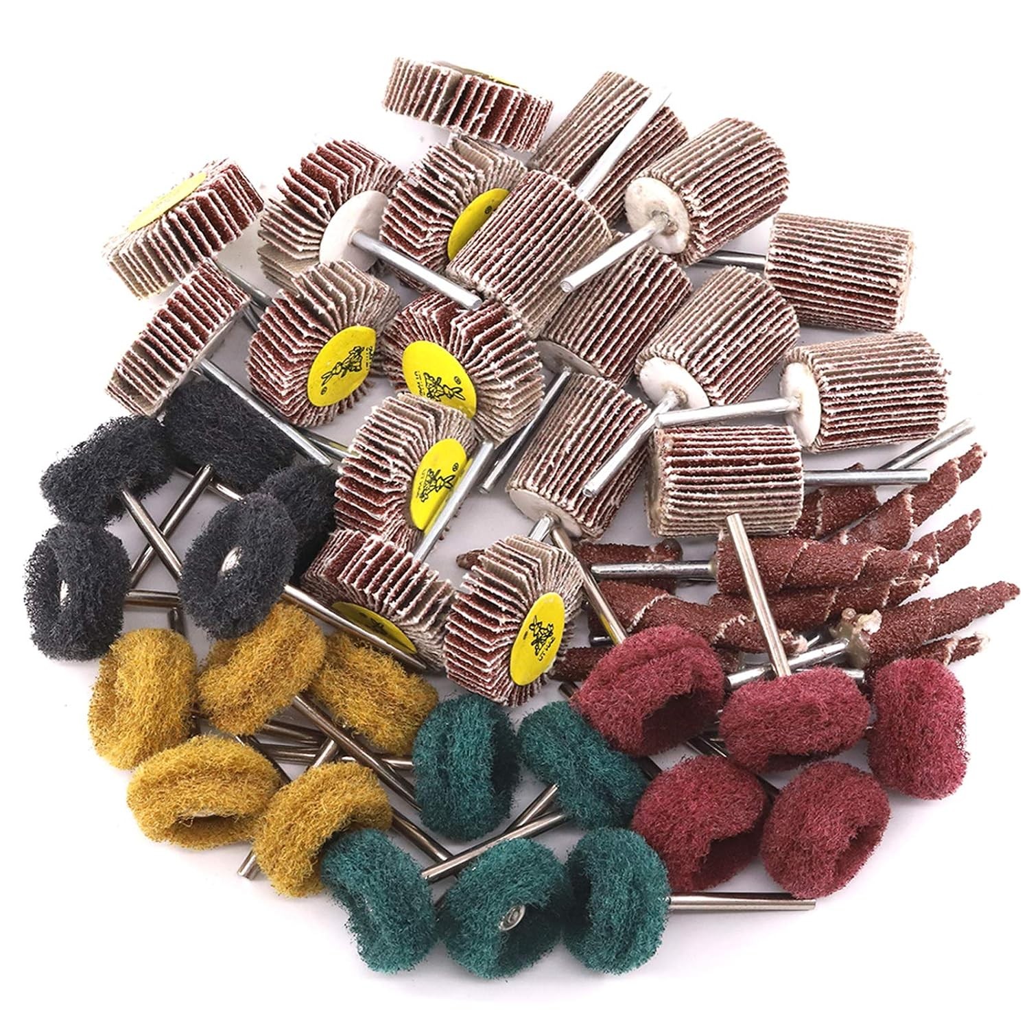 Abrasive Flap Wheel Set 50pcs 80 120 180 320 400 Grits Sanding Buffing Polish…