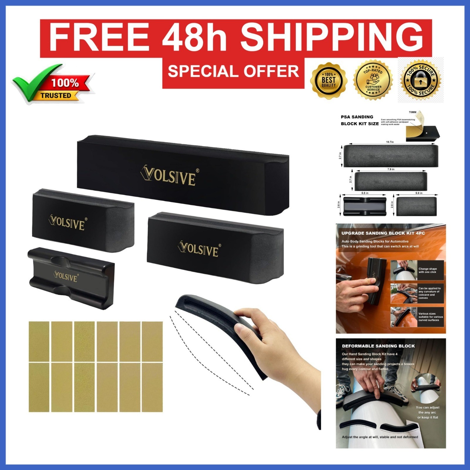 VOLSIVE 24Pcs PSA Sanding Block Kit with Self Adhesive Sandpaper