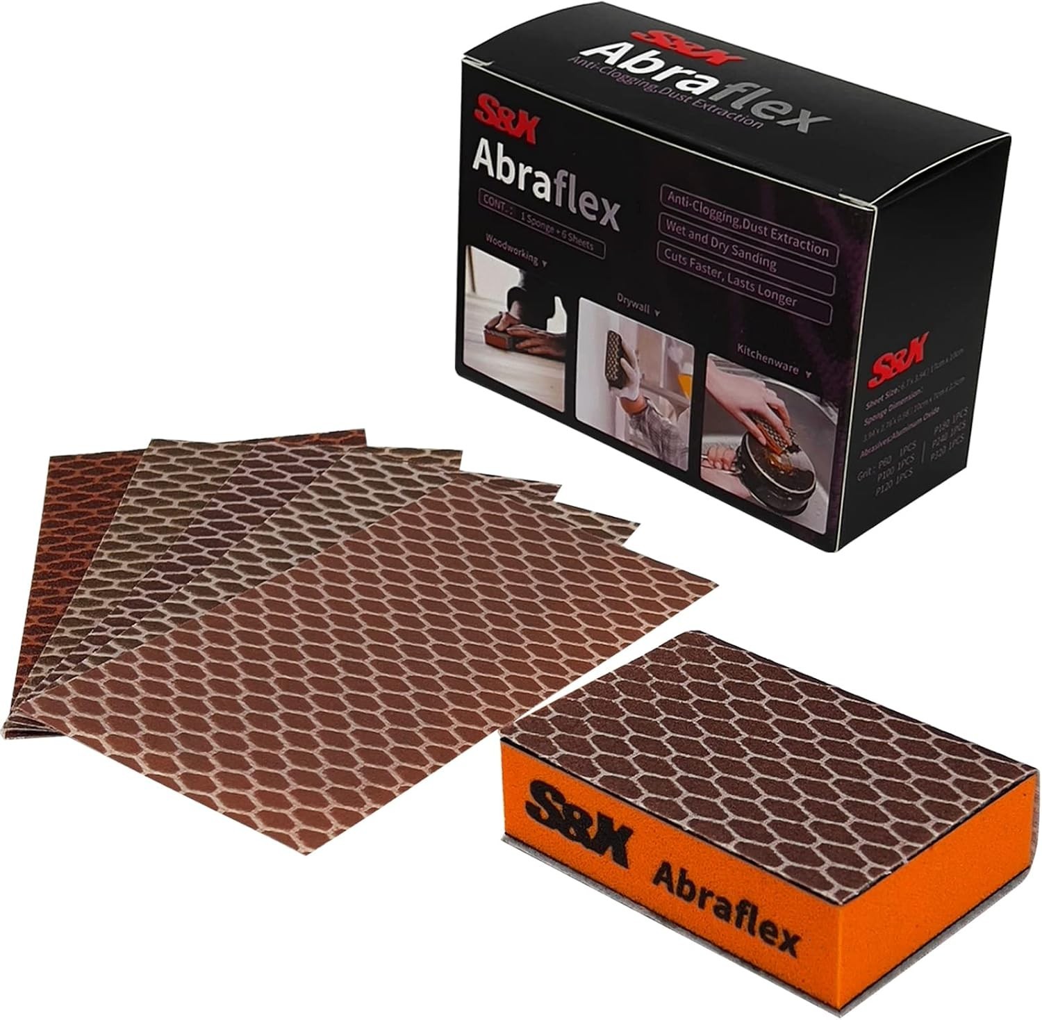 Compact 6-Piece Sanding Sponge Set, Effortless Grit Changes for DIY Projects