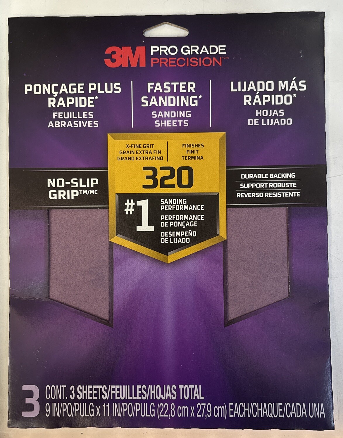 3M PRO GRADE Advanced Sandpaper – 3 Pack – 320 Grit (Fine)