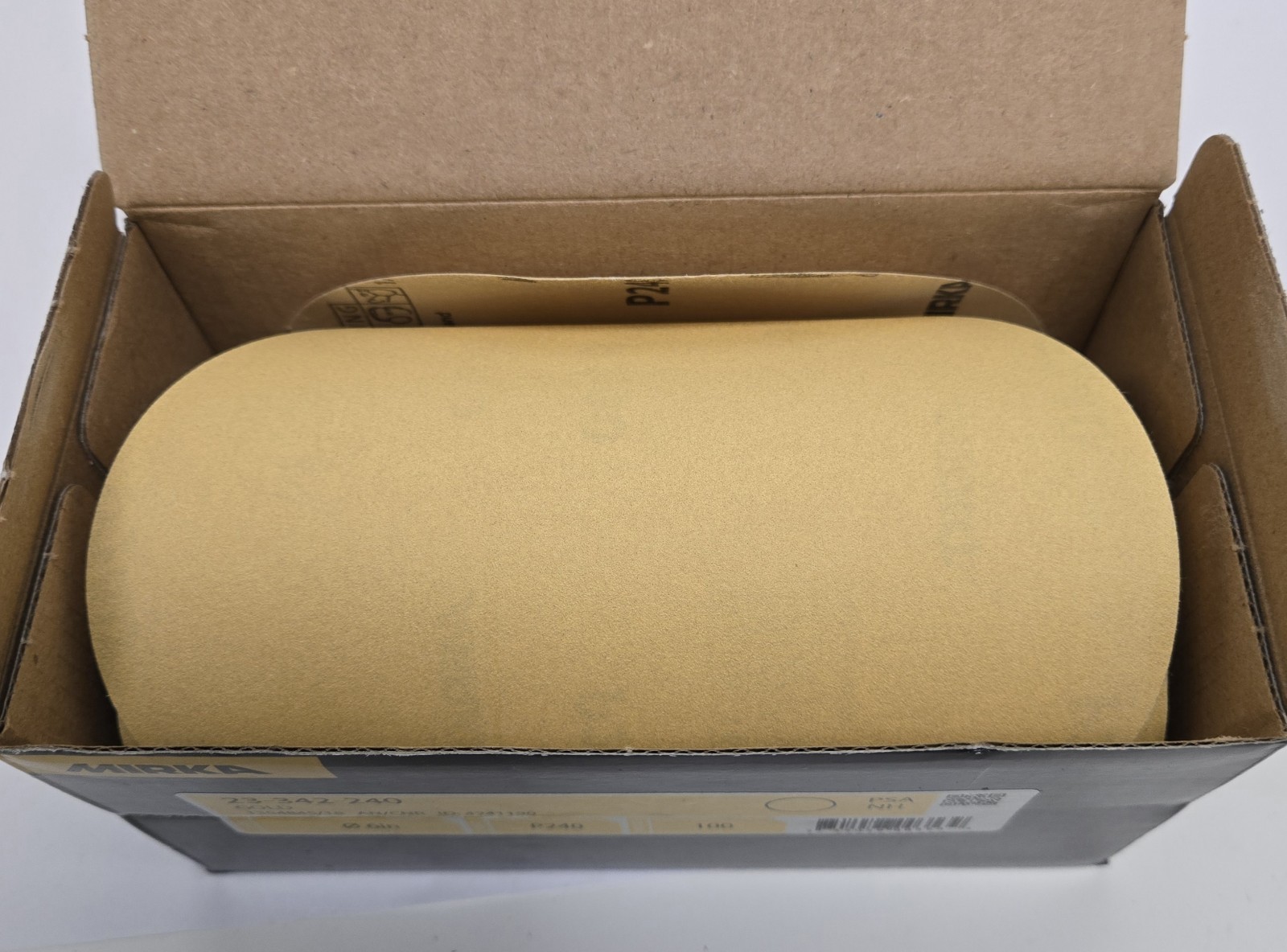 MIRKA SANDING DISCS 23-342-240. 6″ GOLD, P240 GRIT. ROLL OF 100.