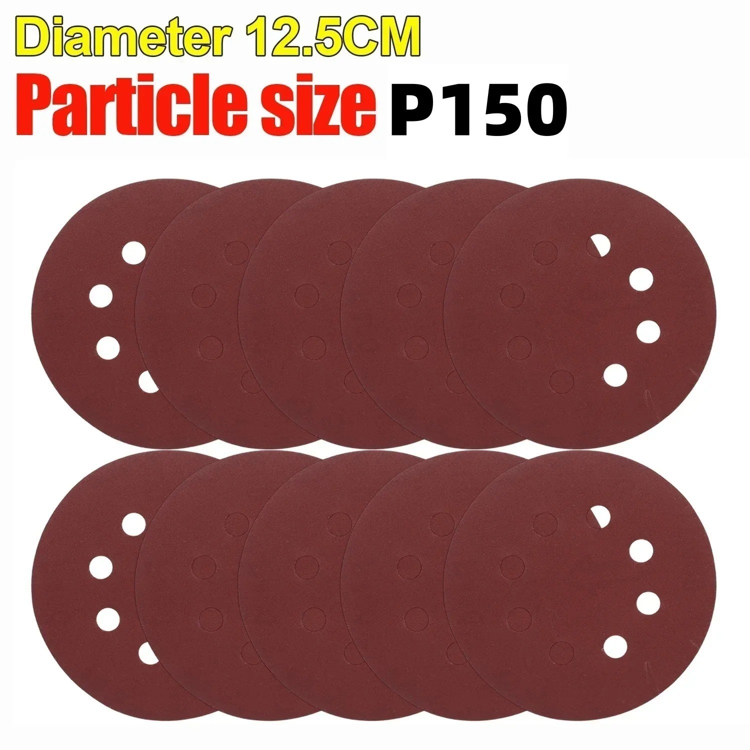 125mm 5″ Hook & Loop Sanding Discs 8 Hole Sandpaper 40-3000 Grit 10/20/50PCS