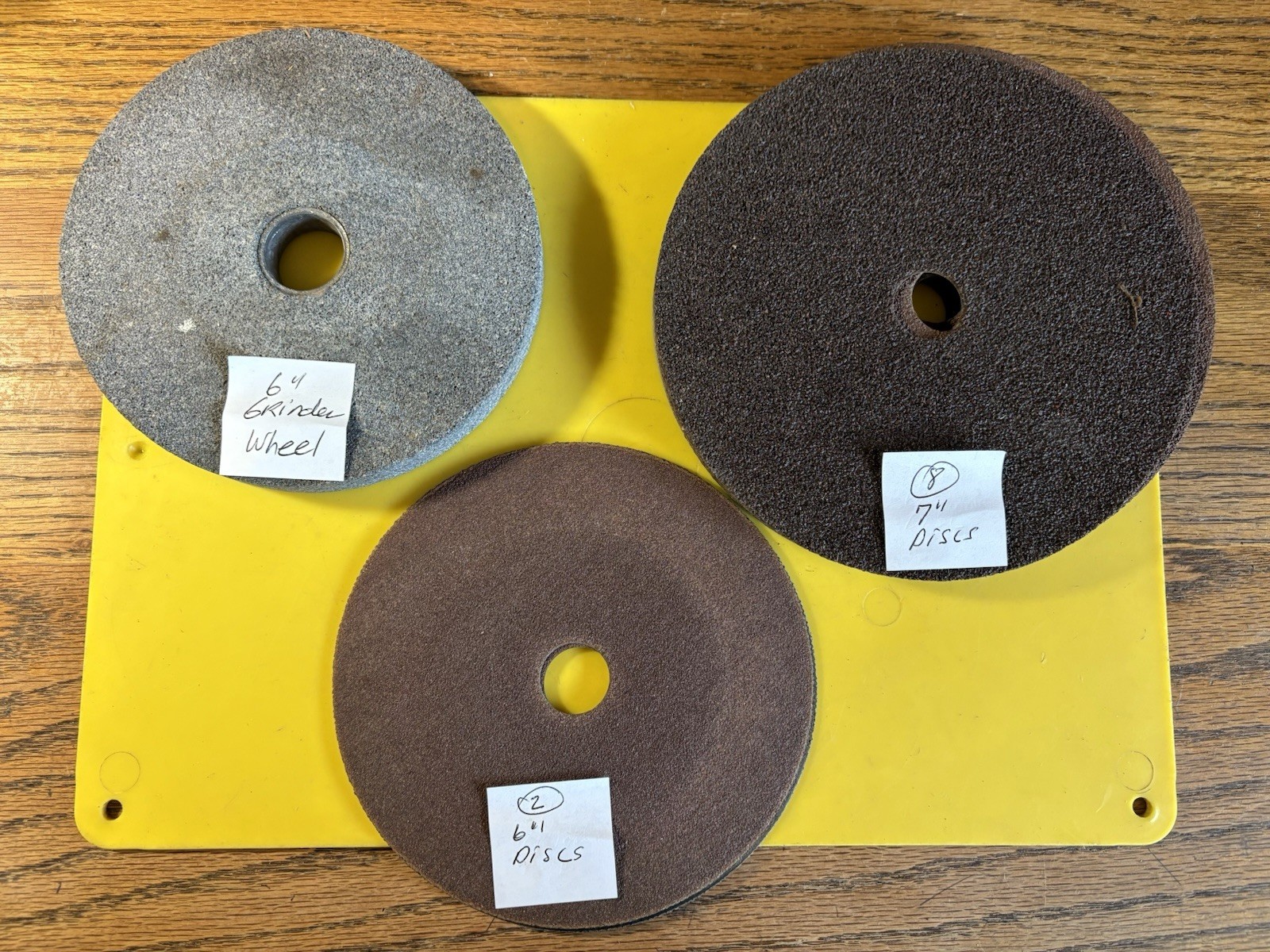 6in. x 3/4in. BENCH GRINDER WHEEL+1-6”DISCS+8-7”DISCS NEW WO/PKG. L-11
