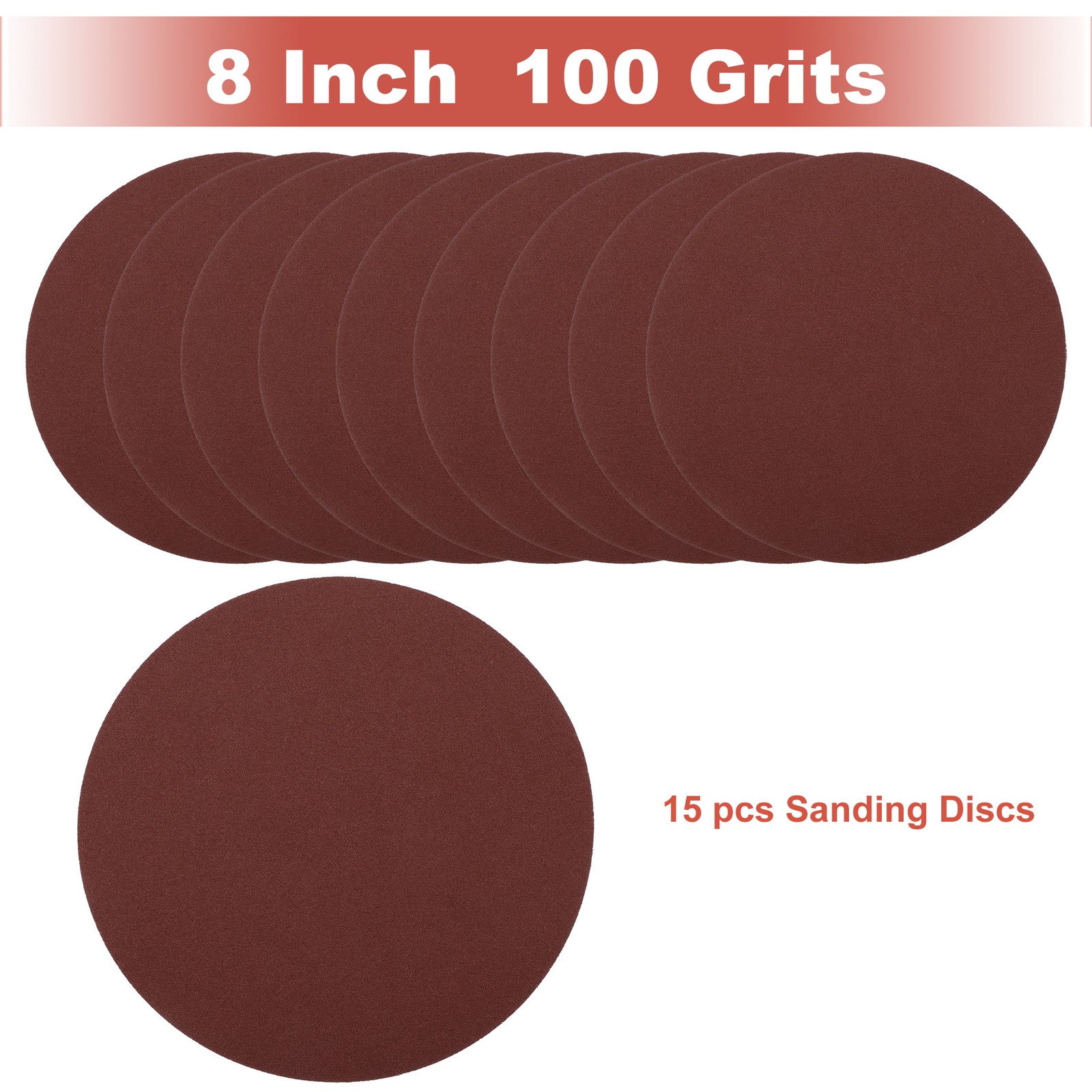 8 Inch Sanding Discs Round Hook and Loop Sandpaper 100 Grits – 15 PCS