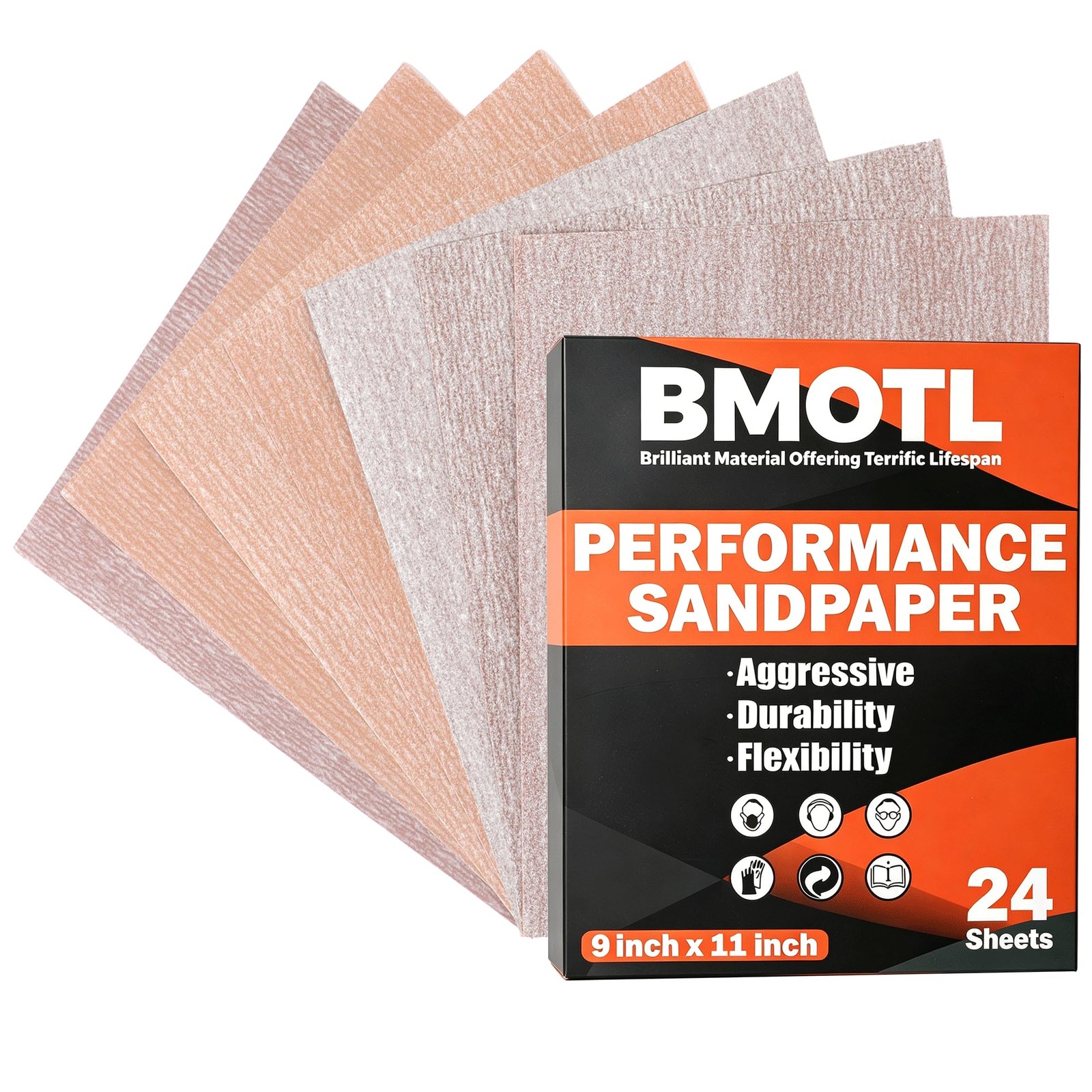 BMOTL 120-600 Grit Sandpaper Sheets 9×11 24 Pack