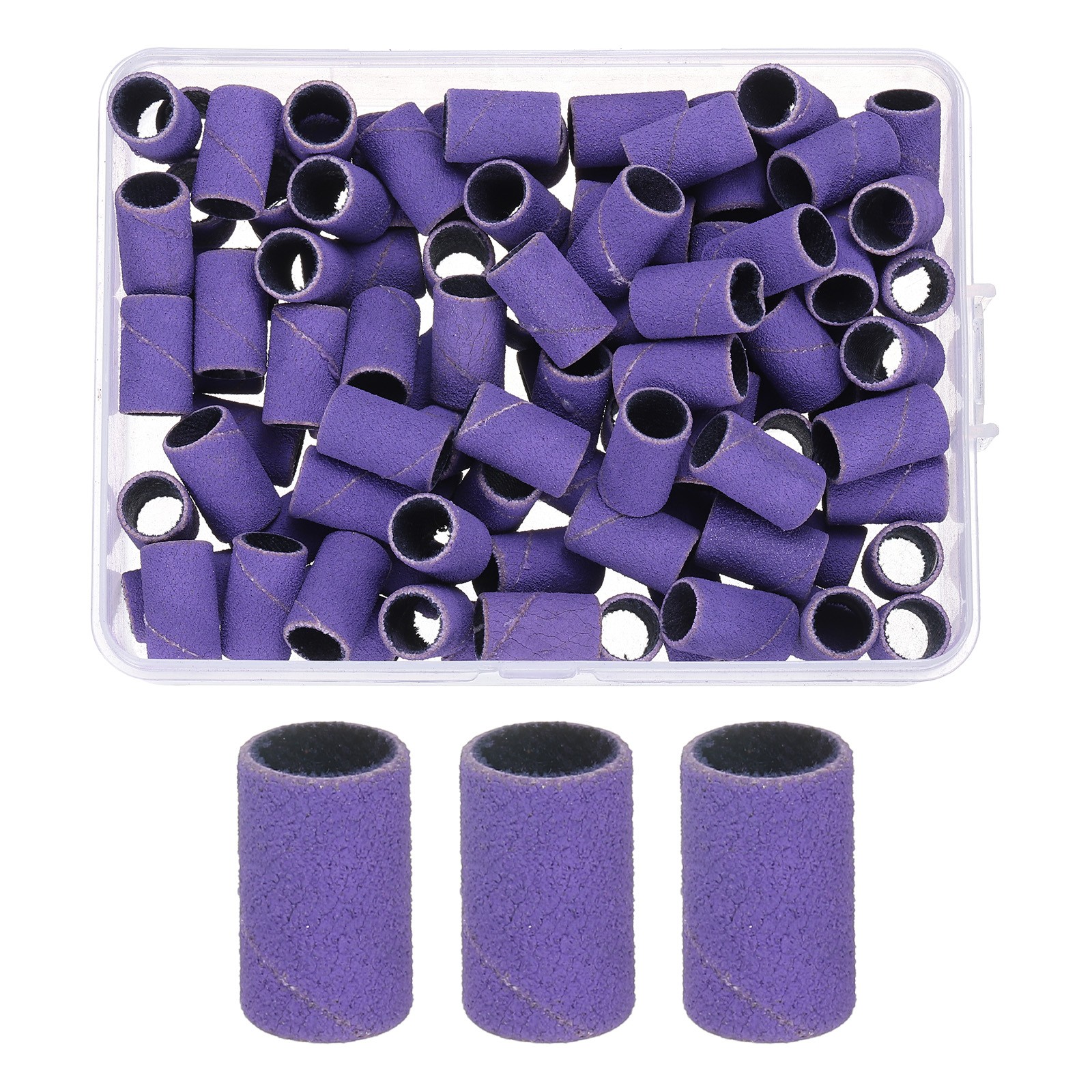 100pcs Small Sanding Bands 180 Grit for Nail Drill Bits Purple