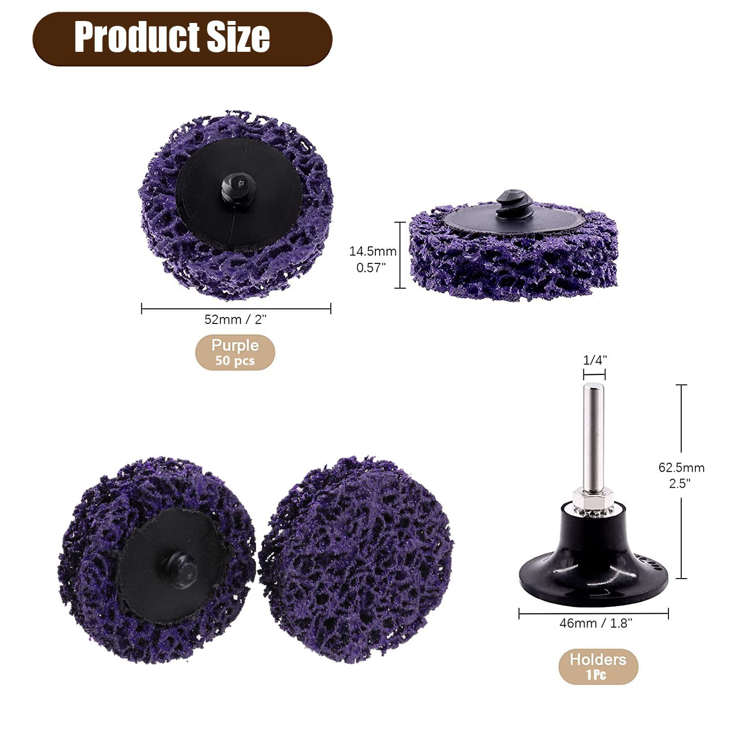 50 Pcs 2″ purple Diamond Sanding Discs Set Quick Change for Rust Paint Removal