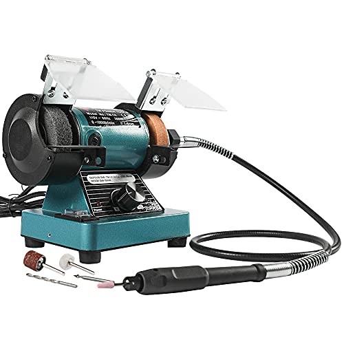 Mini Bench Grinder with Variable Speed for Polishing, Buffing, and Jewelry