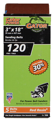 Gator 7030GA Sanding Belts, Aluminum Oxide, 120-Grit, 3 x 18 In., 5-Pk. –
