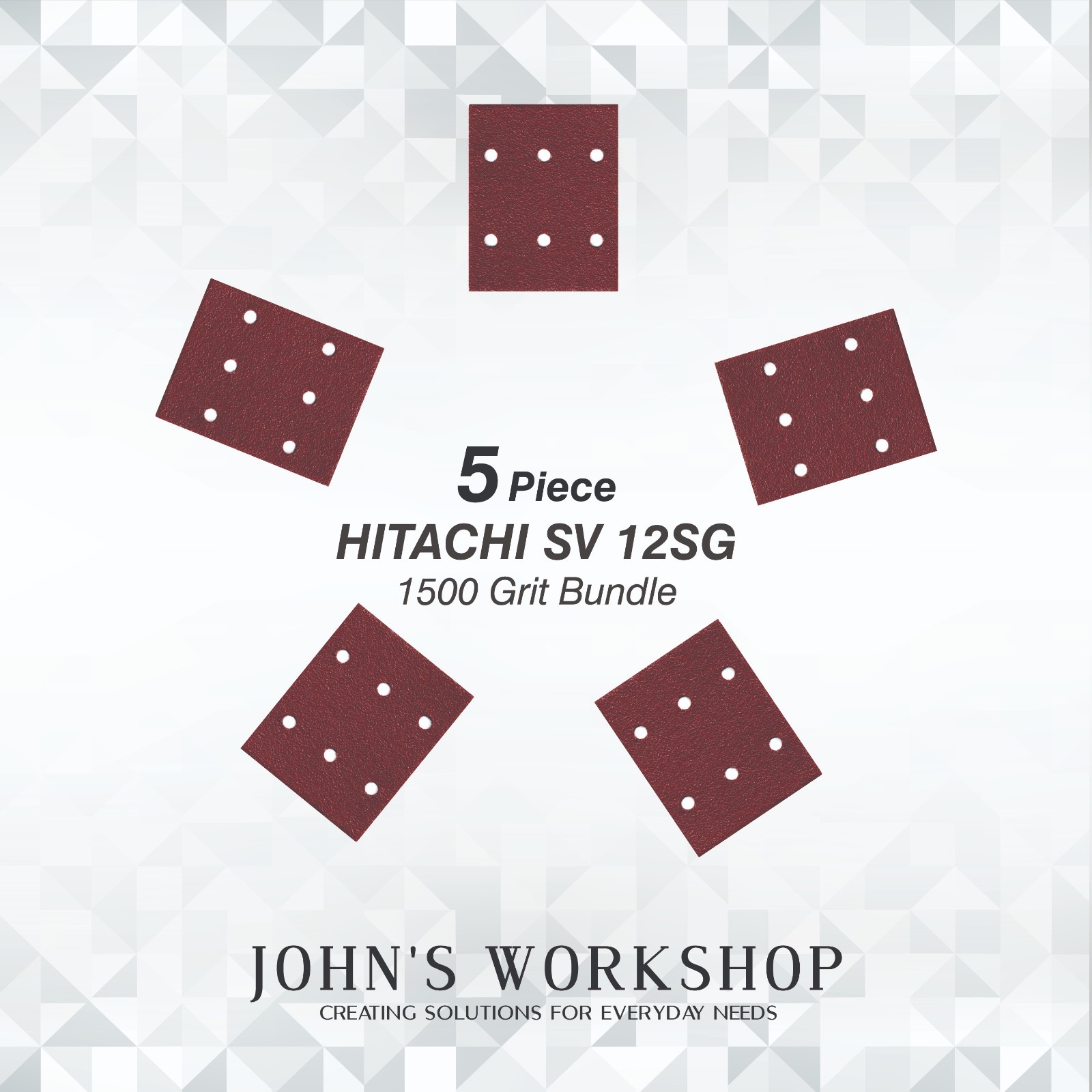 HITACHI SV 12SG – 1/4 Sheet – 1500 Grit – No-Slip – 5 Sandpaper Bundle