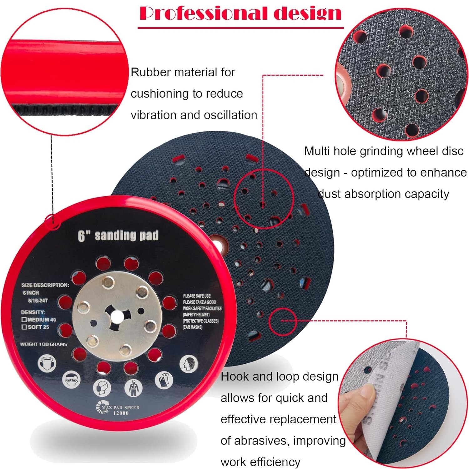 6 Inch Replacement Sander Pad for Bosch GET75-6N Sander – 6″ Hook and Loop Sa…
