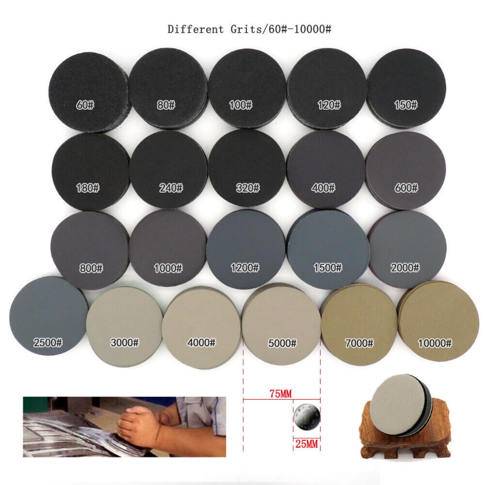 2 inch 3 inch Wet & Dry Sanding Discs 60 -10000 Grit Orbital Sandpaper Hook Loop