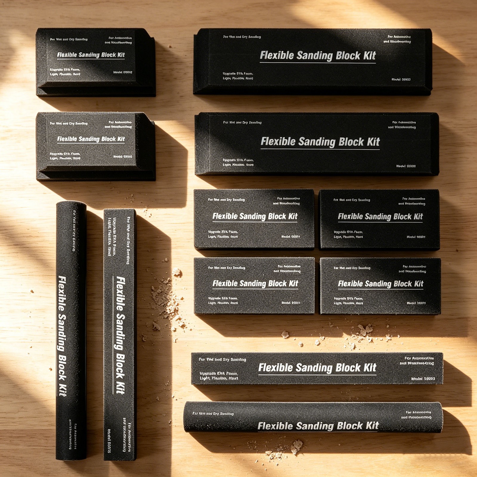12Pcs Wet Dry EVA Foam Sanding Block Flexible Auto Body Grinding Polishing Kit