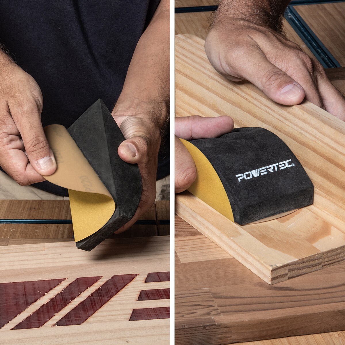 POWERTEC 71724 Hook and Loop Sanding Block Hand Sander for Wood, Metal, Drywall