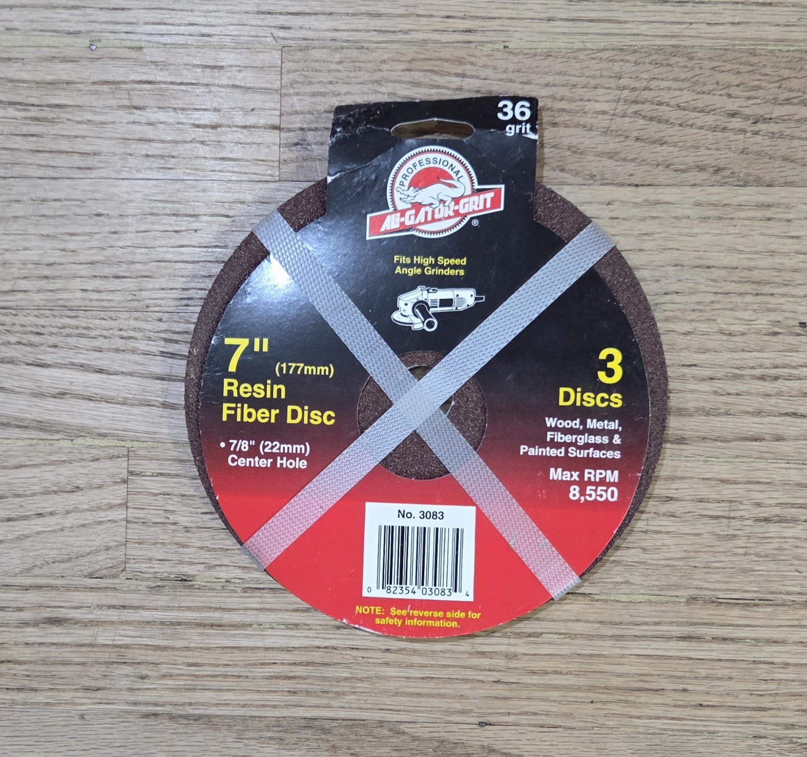 x3 Ali-Gator-Grit 7″ Resin Fiber 36 Grit Sanding Discs 7/8″ Arbor 3083