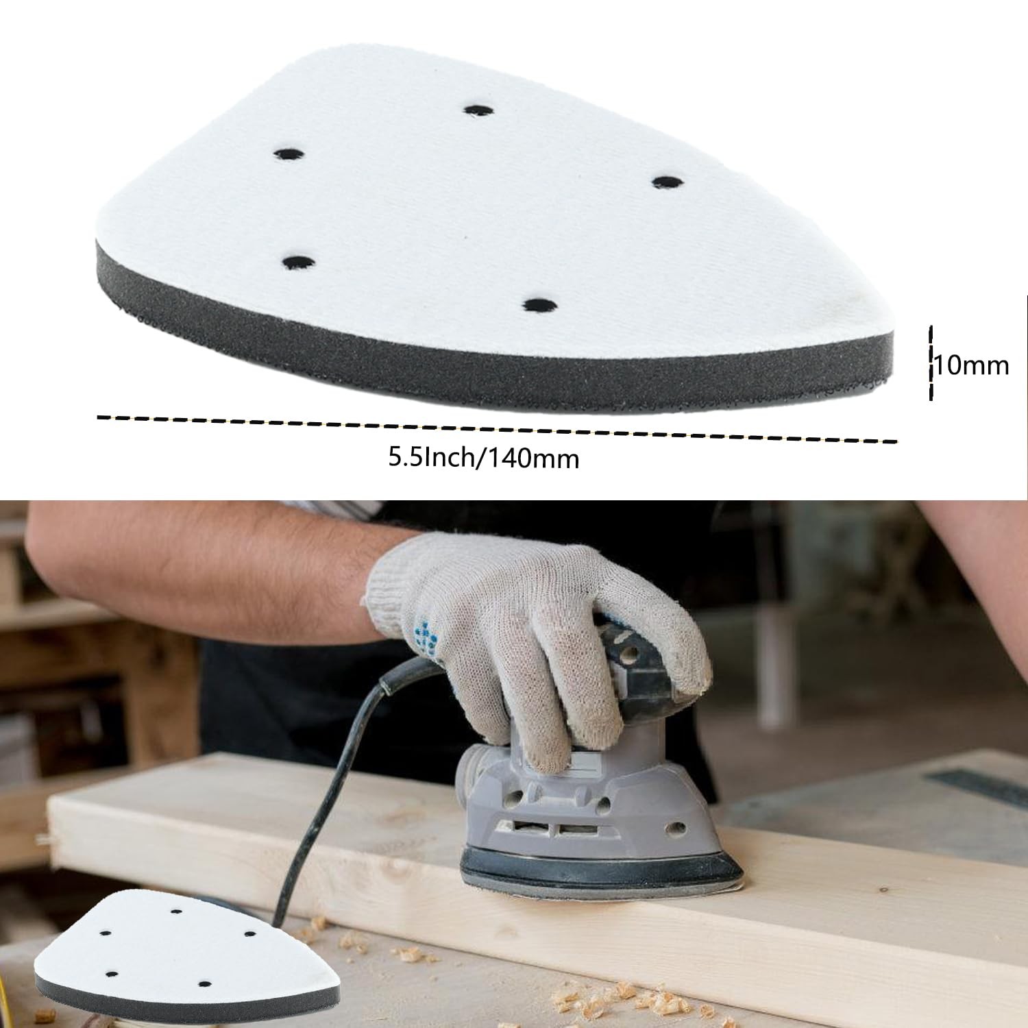 Mouse Detail Sanding Interface Pad 3 PCS 140x90mm 5 Holes Foam Backing