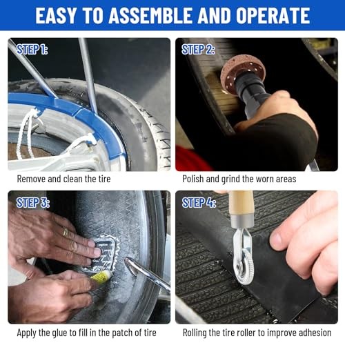 Air Tire Repair Polish Patch Tools, Include 2500rpm Low Speed Air Tire Buffer