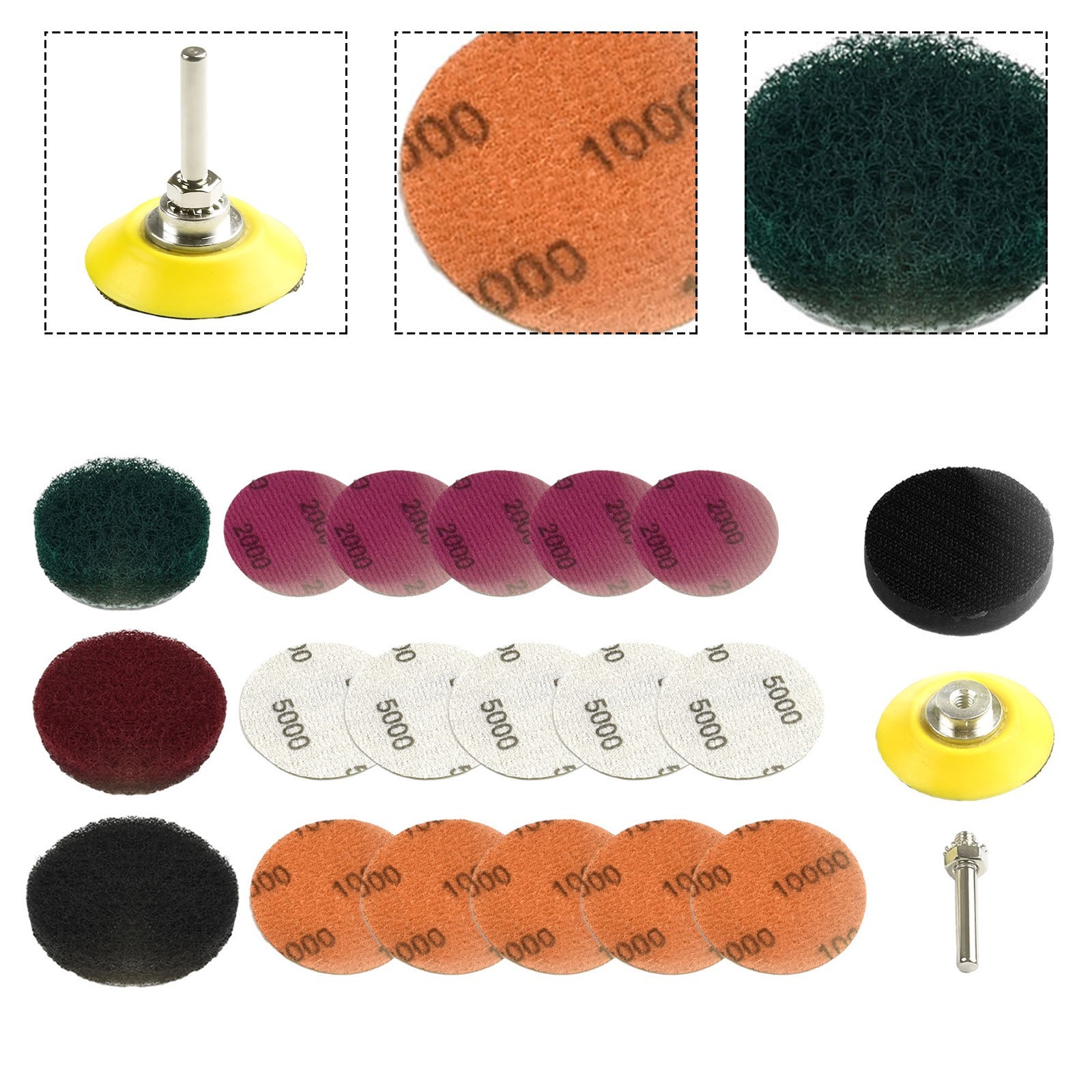 2 Inch Headlight Polishing Scouring Pad Restoration DIY Kit For Electric Drill