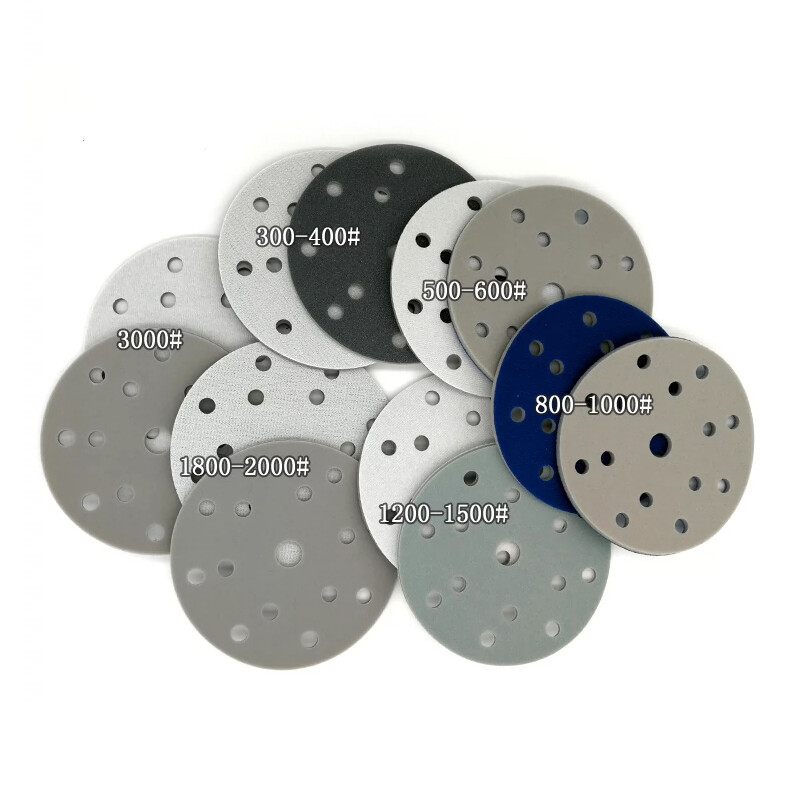 6″ 150mm 15 Hole Wet And Dry Sponge Sandpaper Foam Sanding Disc 300-3000 Grit