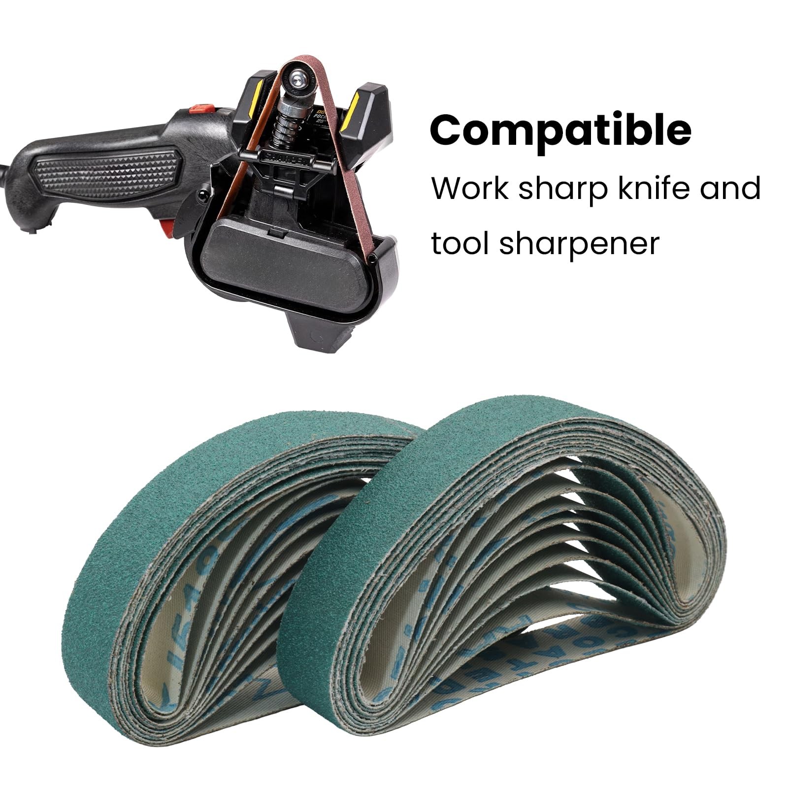 20PCS 3/4 x 12 inch Sanding Belt Kit 120 Grit Ceramic and Aluminum Oxide Grin…
