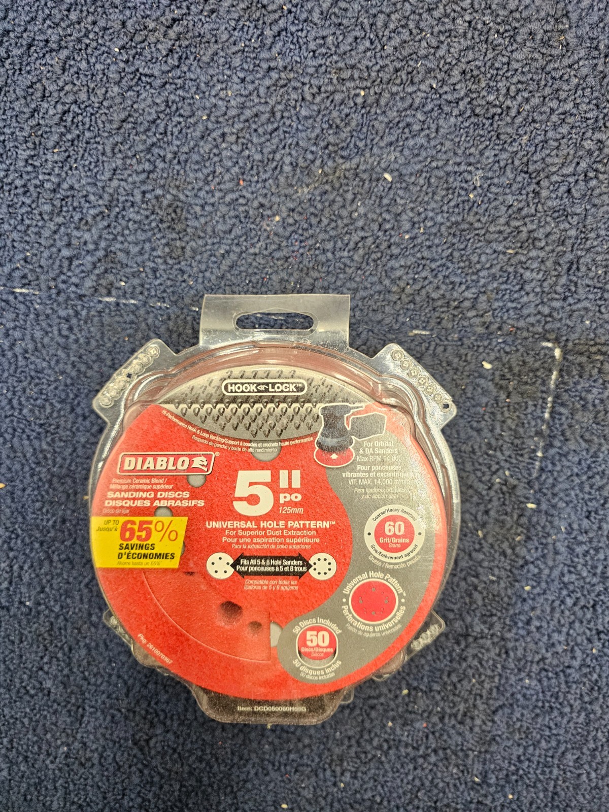 (QTY 100) Diablo DCD050060H50G: 5″ 60-Grit 12-Hole Random Orbital Sanding Disc