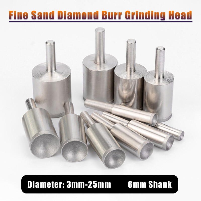 Fine Sand Diamond Burr Grinding Head Cylinder Concave For Bead Shaping 3-25mm