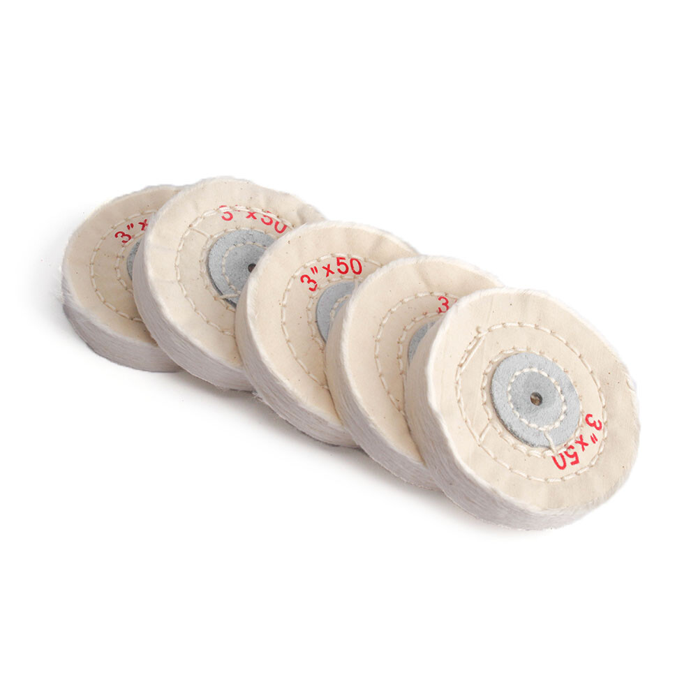 5Pcs 3 Inch Cloth Buffing Polishing Wheel 4mm Arbor For Metal Jewelry Polishing