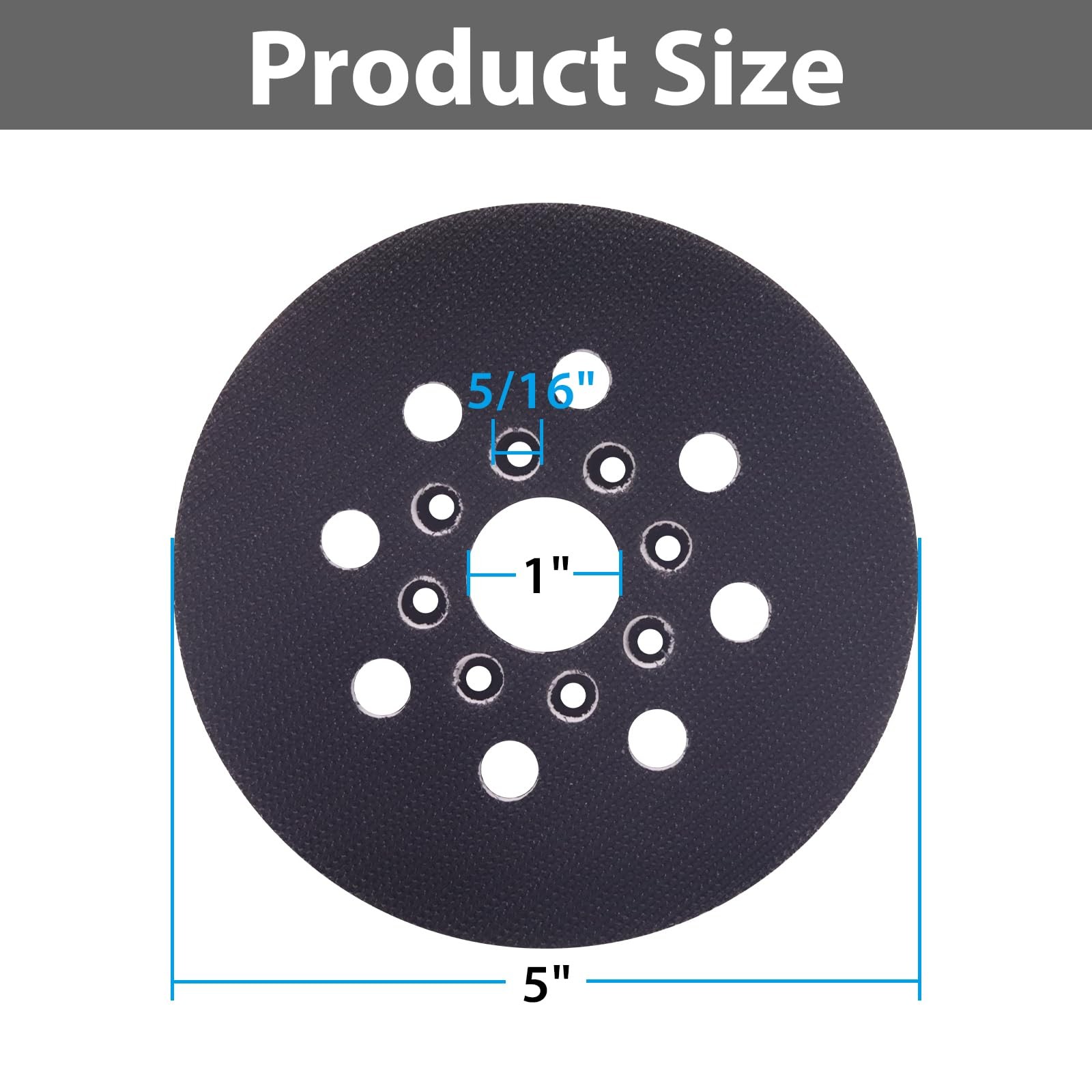 5 Inch Sander Pad Hook and Loop for Bosch, 5″ 8 Hole Sander Replacement Pad f…