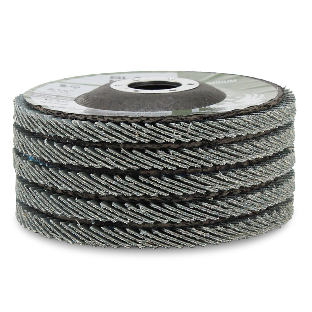 5 Pack – 4.5″ x 7/8″ BHA 60 Grit Stearate Coated Flap Discs for Aluminum T27