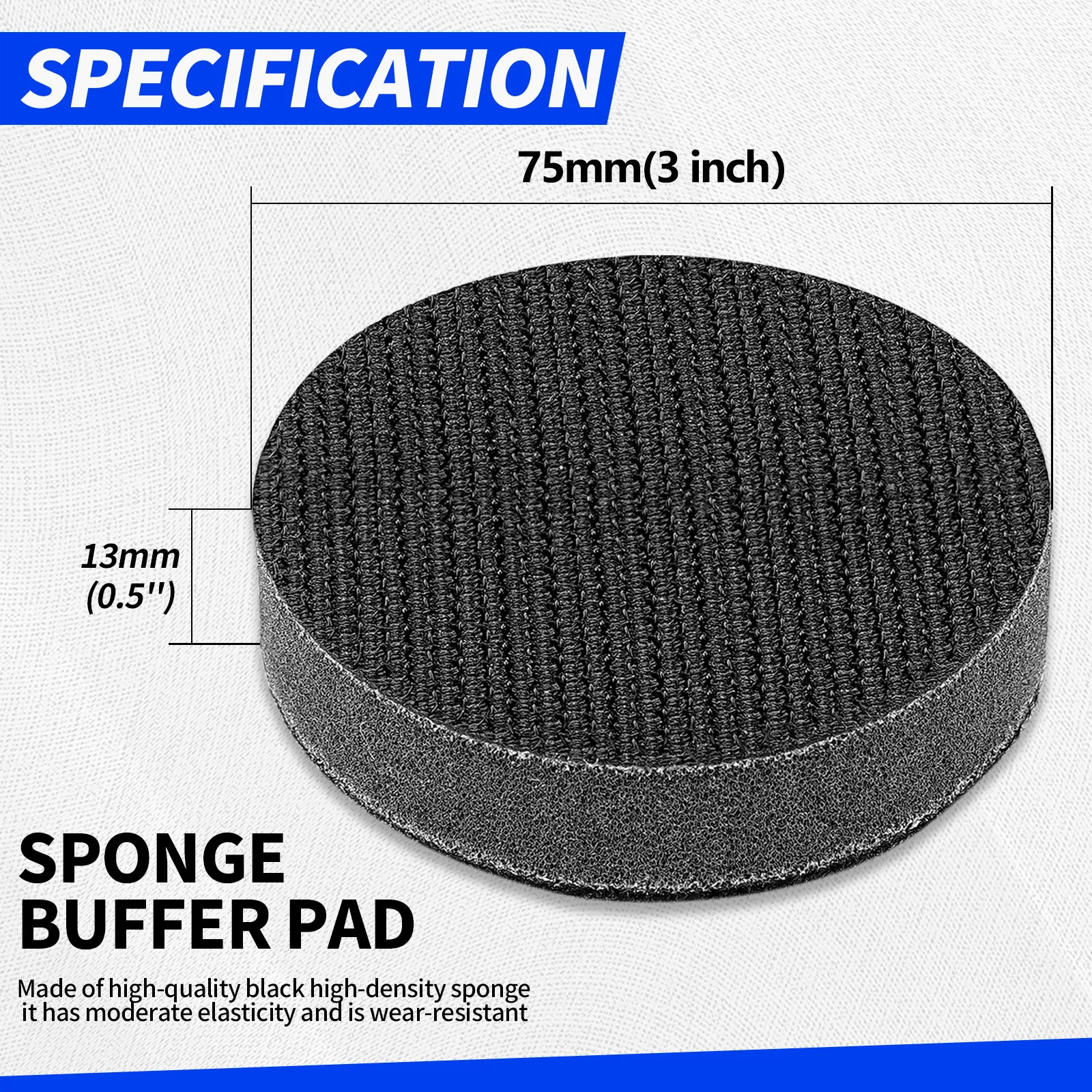 50/75mm Soft Sponge Interface Pad Sanding Pad Hook & Loop Sander Disc 5Pcs
