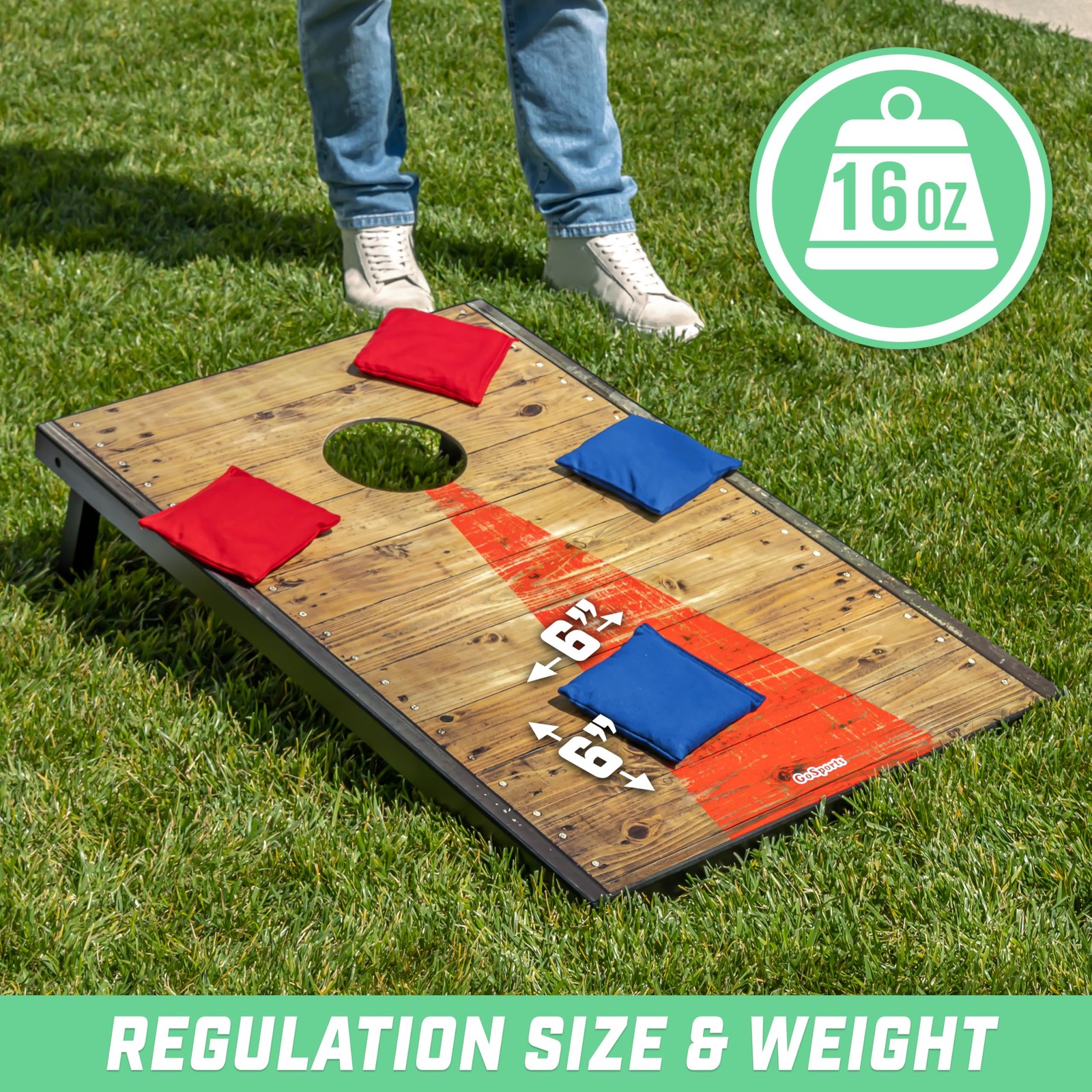 GoSports Official Regulation Cornhole Bean Bags Set (8 All Weather Bags) – Red a